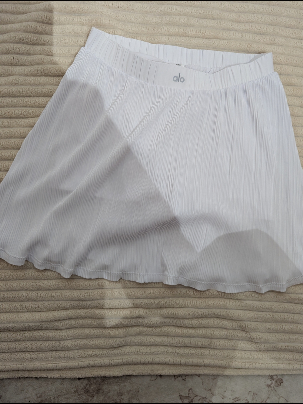 ALO Yoga White Pleated Skater Skirt